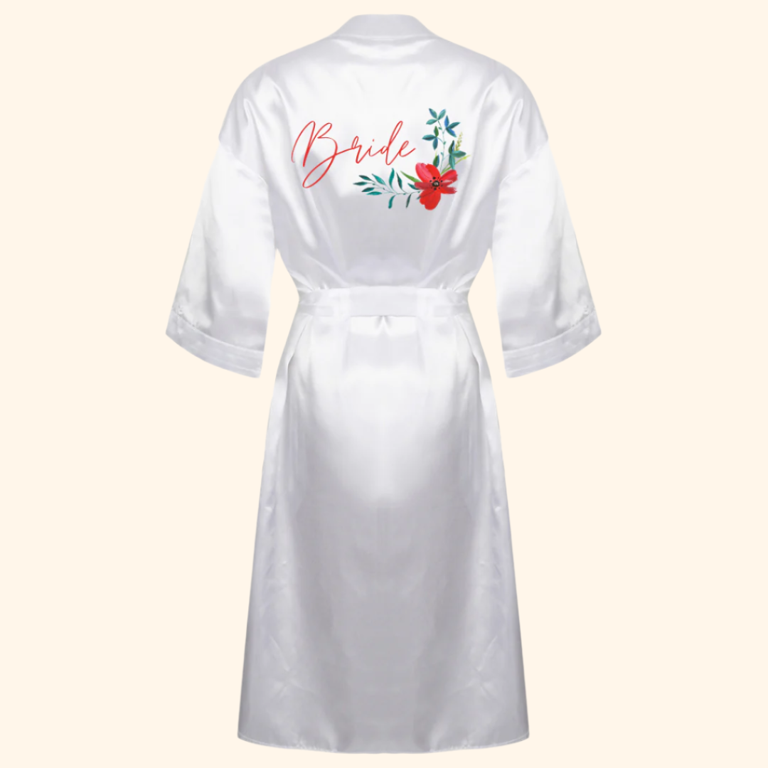 personalised dressing gown silk Luxury Silk Satin Ruffle Robe