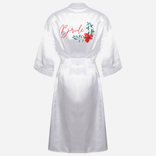Personalised Bride & Bridesmaid Satin Dressing Gown / Robe - Wedding Collection