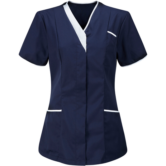 V-NECK TUNIC Navy & White