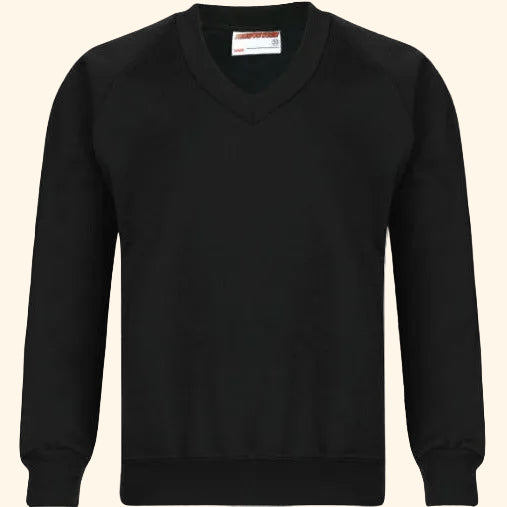 V-Neck Sweatshirt - Age 2 - 11 - Plain - Black