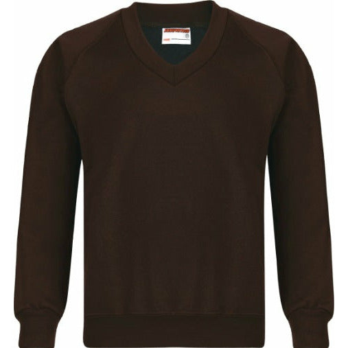 V-Neck Sweatshirt - Age 2 - 11 - Plain - Brown