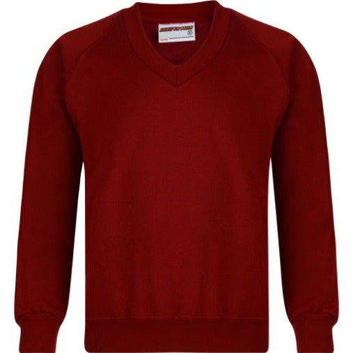 V-Neck Sweatshirt - Age 2 - 11 - Plain - Maroon