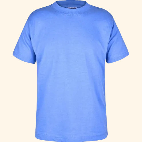 T-Shirt - Age 2- 14 - Plain - Sky Blue