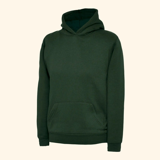 Hoodie - Age 3 - 13 - Plain - Bottle Green