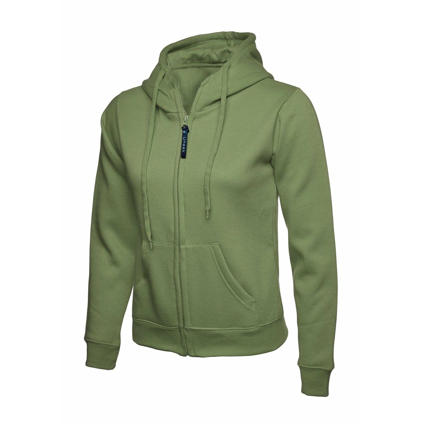 Ladies Classic Full Zip Hooded Sweatshirt Olive green