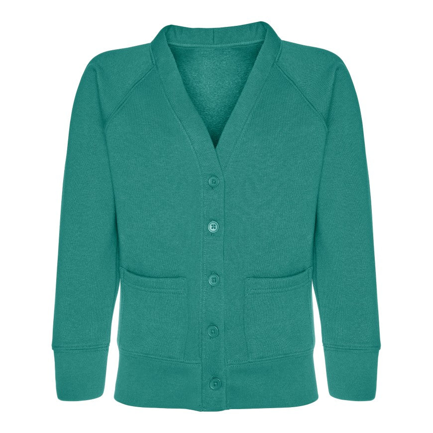 Sweatshirt Cardigan - Age 2 - 11 - Plain - Jade