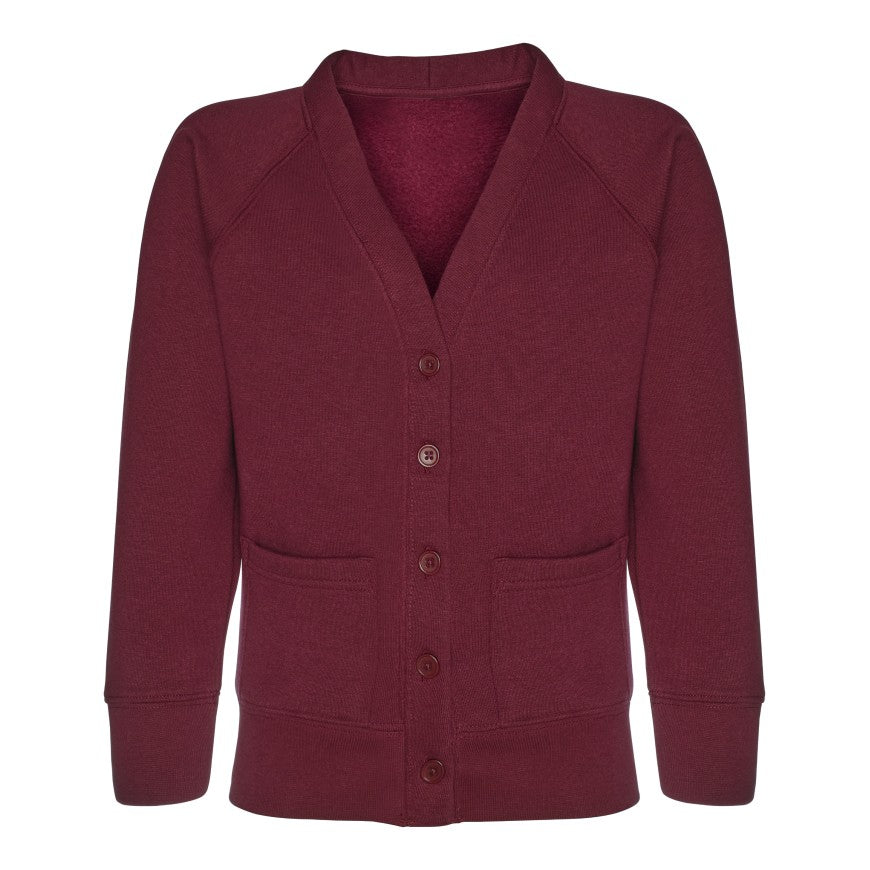 Sweatshirt Cardigan - Age 2 - 11 - Plain - Maroon