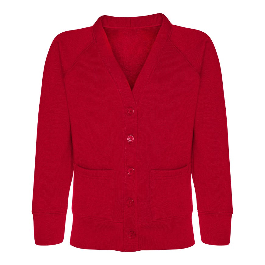 Sweatshirt Cardigan - Age 2 - 11 - Plain - Red
