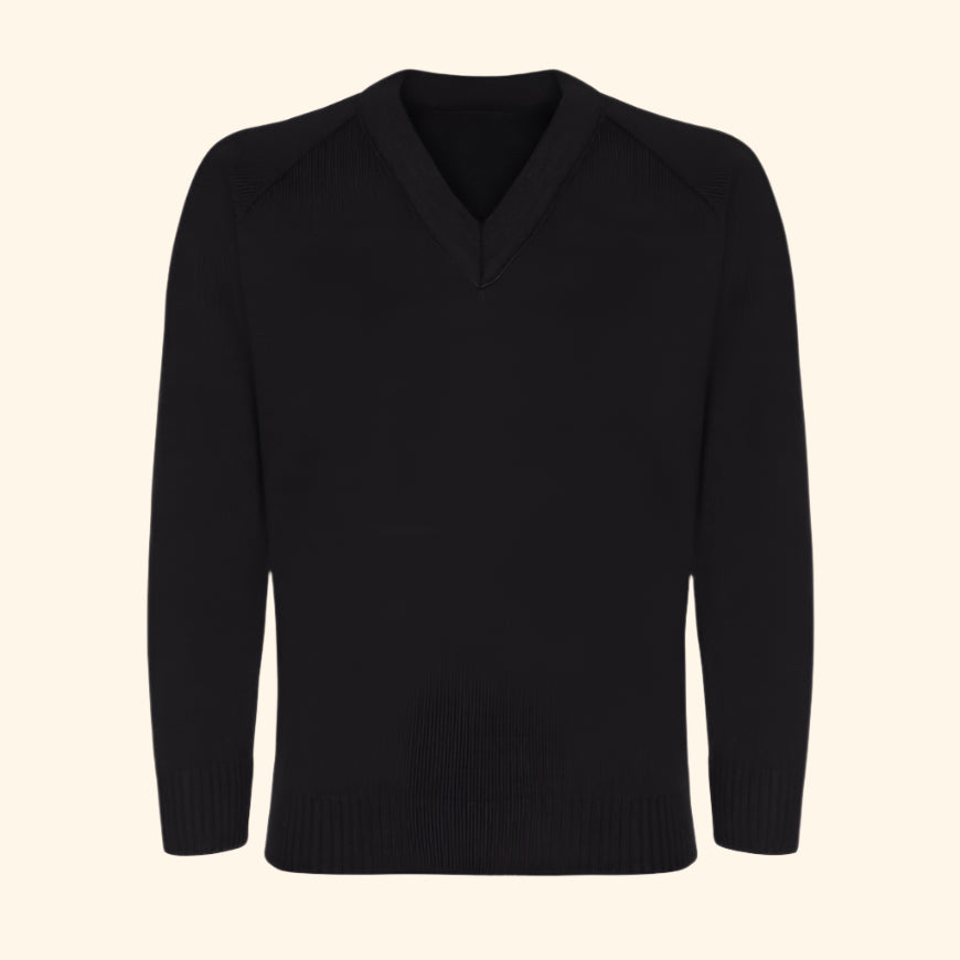 Black vneck-knitted Jumper