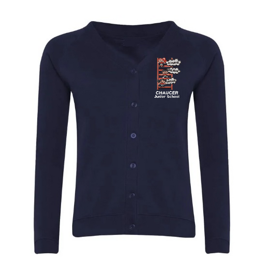 Chaucer JUNIOR School-Cardigan Sweatshirt-red-navy