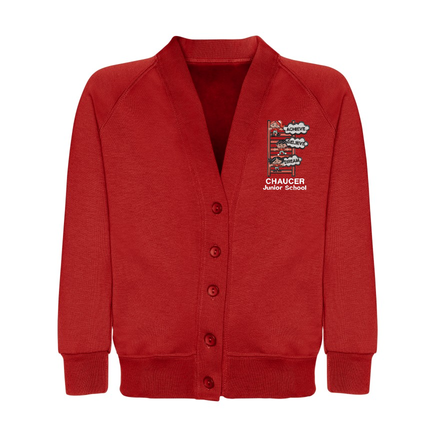 Chaucer JUNIOR School-Cardigan Sweatshirt-red-navy