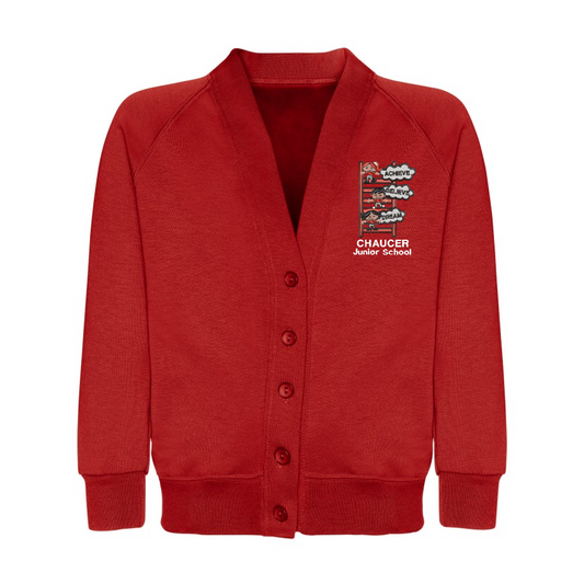 Chaucer JUNIOR School-Cardigan Sweatshirt-red-navy