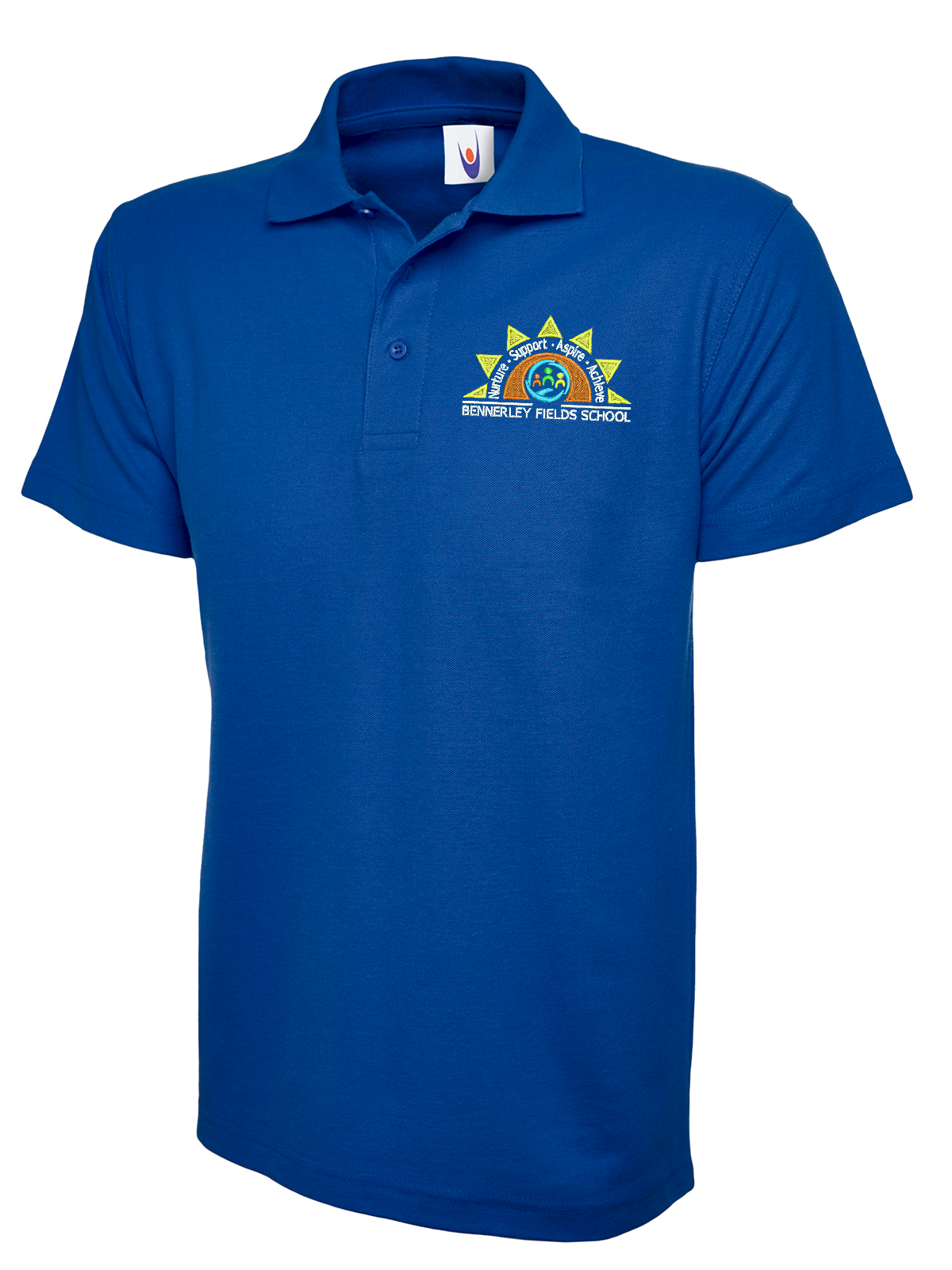 Bennerley Fields  Polo Shirt - White -Royal Blue