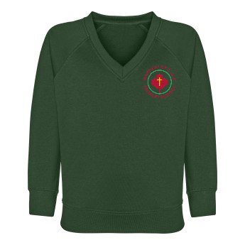 Mapperley C of E Primary School - V - neck Sweatshirt-Bottle Green