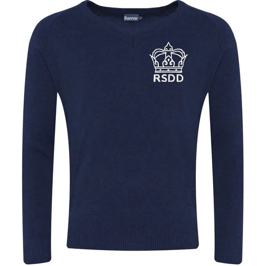 Royal School for the Deaf Derby  -V-Neck Knitted Jumper - Navy