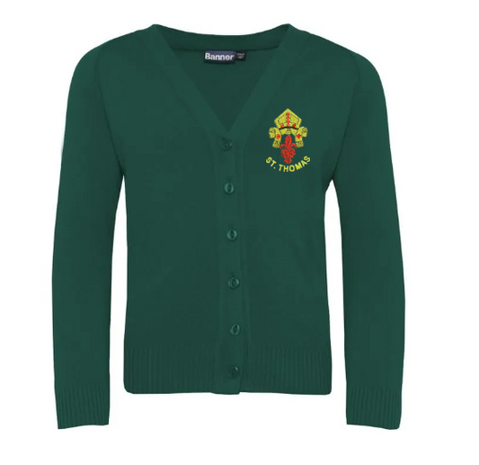 St Thomas Catholic Primary School-Knitted Cardigan - Green