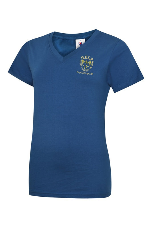 Ladies Classic V Neck T Shirt with logo