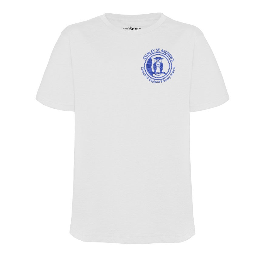 Stanley St. Andrew's C of E Primary School - T-Shirt- White-Royal Blue