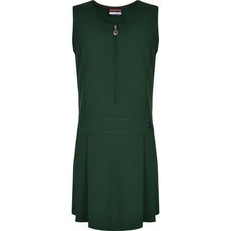 Pinafore  -  (Pleated) Bottle Green