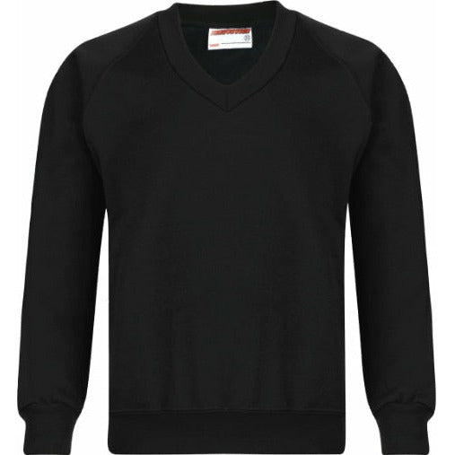 V-Neck Sweatshirt - Age 2 - 11 - Plain - Black