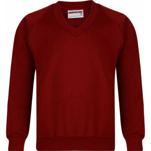 V-Neck Sweatshirt - Age 2 - 11 - Plain - Maroon