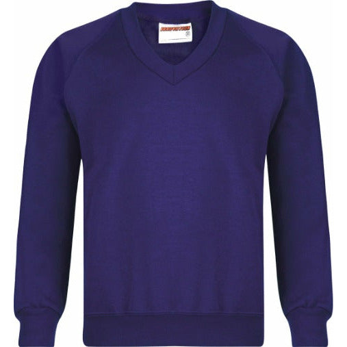 V-Neck Sweatshirt - Age 2 - 11 - Plain - Purple