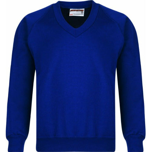 V-Neck Sweatshirt - Age 2 - 11 - Plain - Royal Blue
