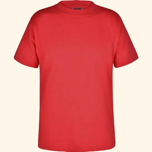 T-Shirt - Age 2- 14 - Plain - Red