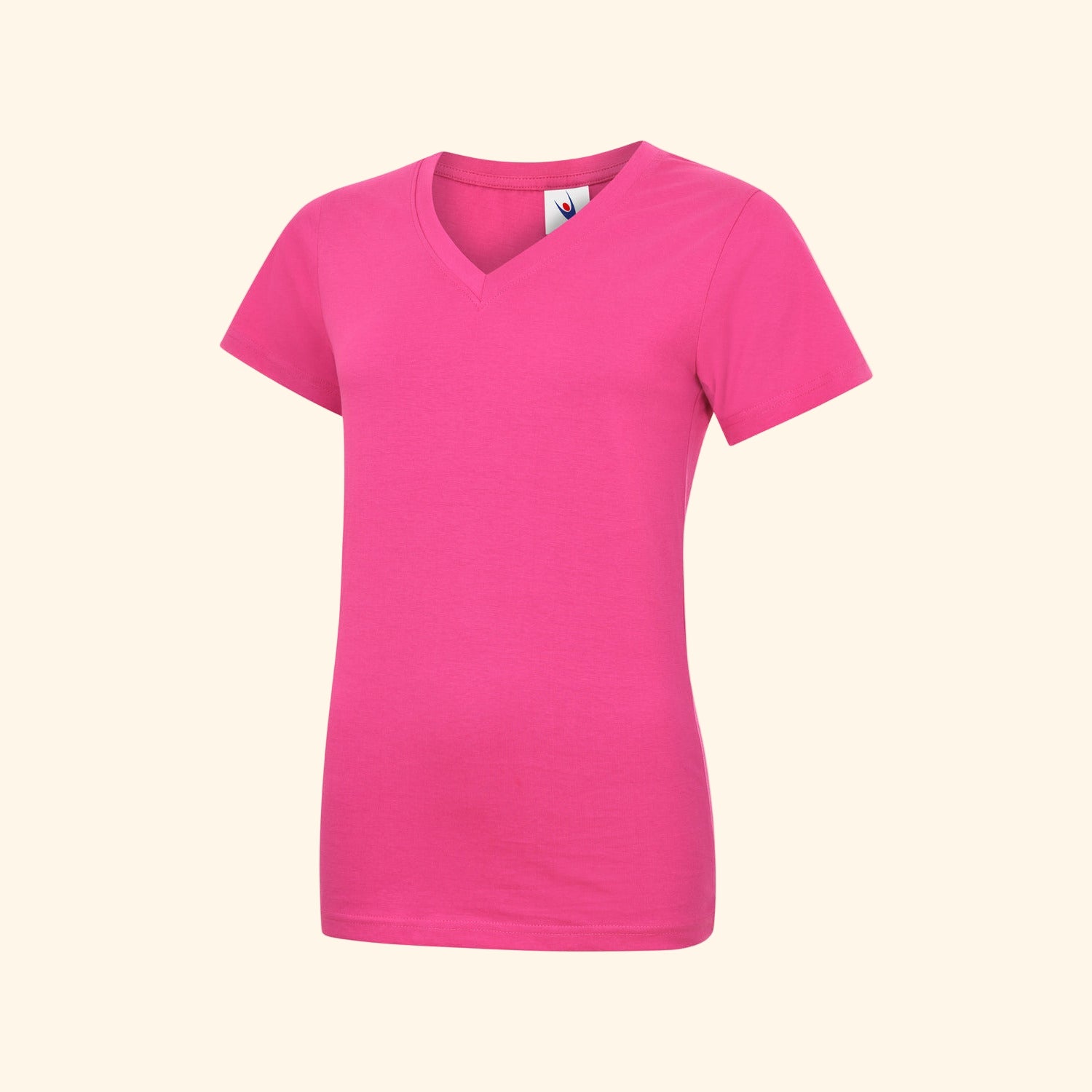 Ladies Classic V Neck T Shirt Hot pink