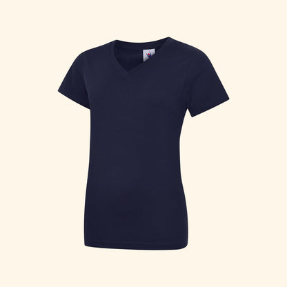 Ladies Classic V Neck T Shirt Navy