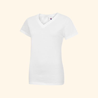 Ladies Classic V Neck T Shirt White