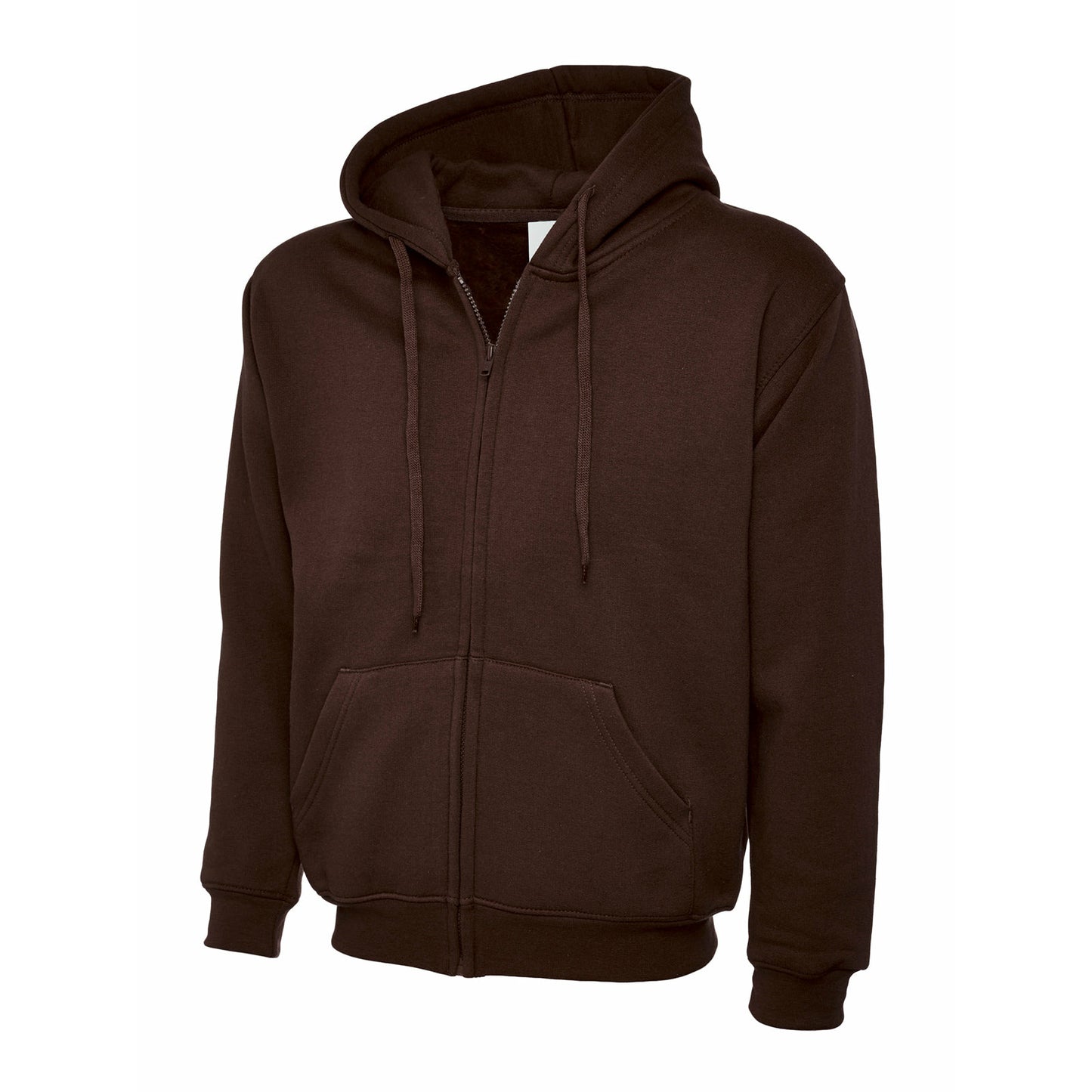 Adults Classic Full Zip Hooded Sweatshirt Brown