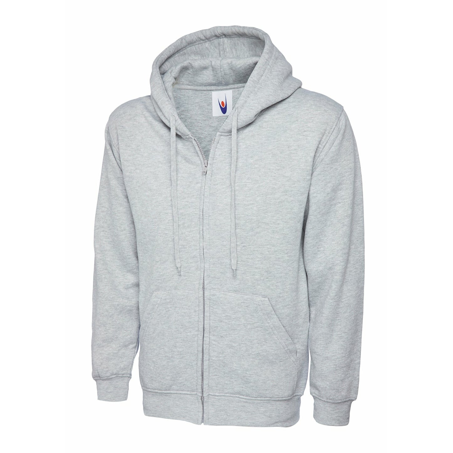 Adults Classic Full Zip Hooded Sweatshirt Heather Grey