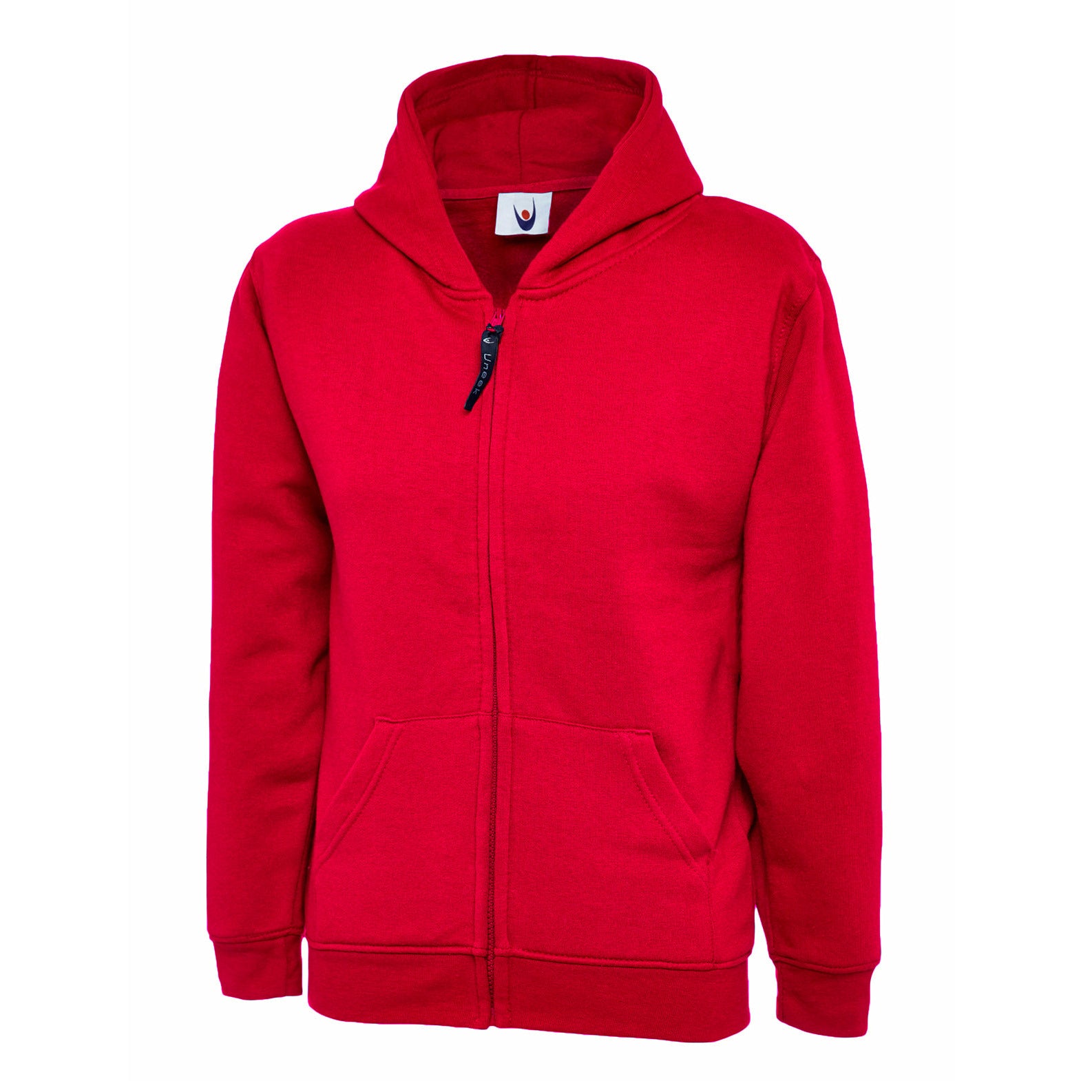 Childrens Classic Full Zip Hooded Sweatshirt Red