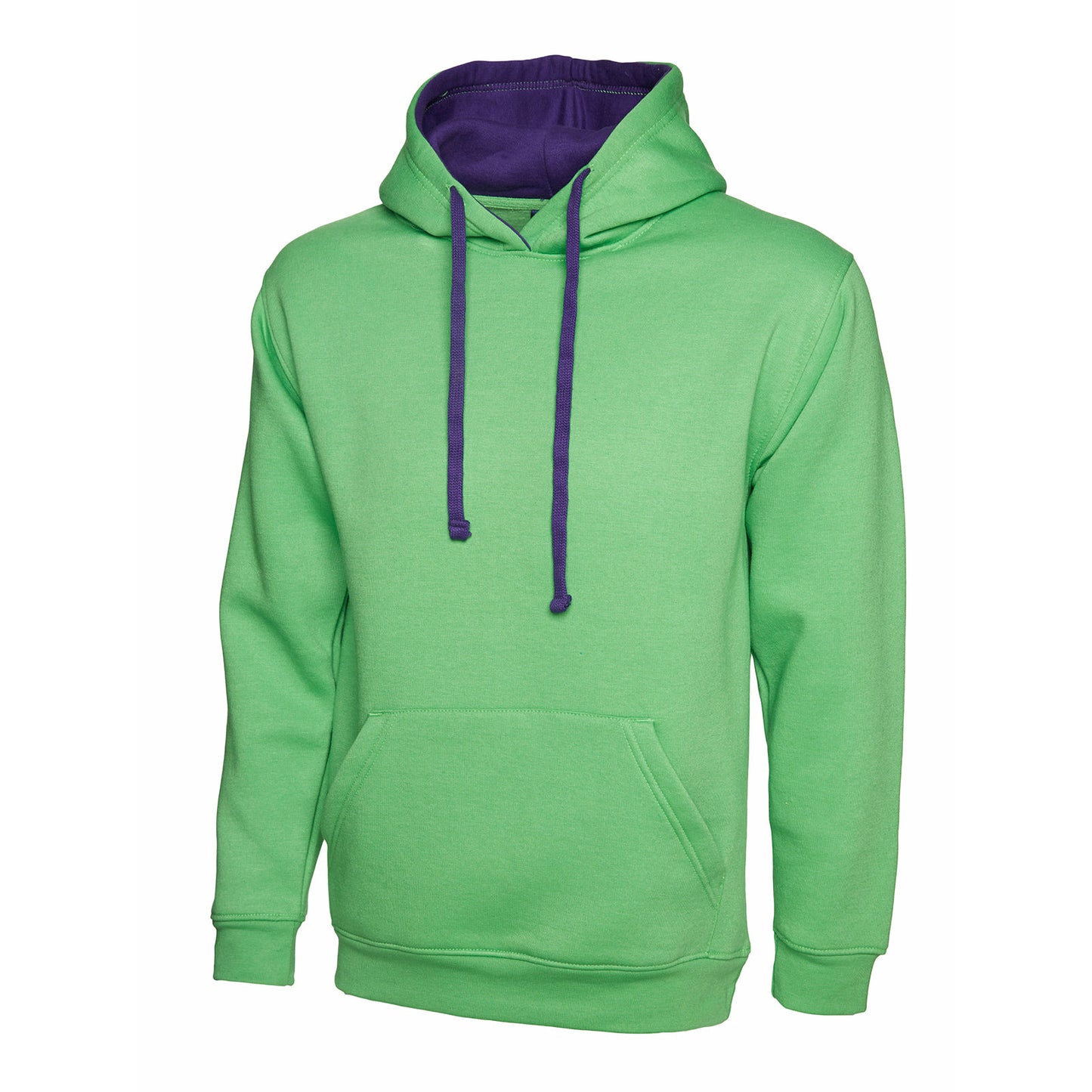 Contrast Hooded Sweatshirt Lime/Purple