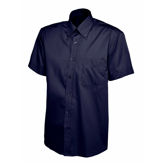 Mens Pinpoint Oxford Half Sleeve Shirt - Navy