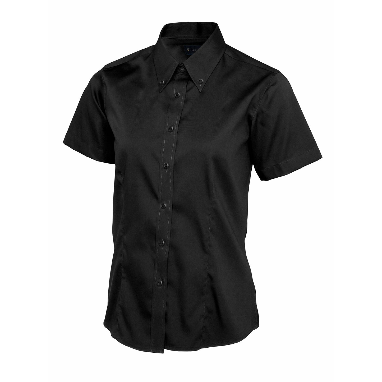 Ladies Pinpoint Oxford Half Sleeve Shirt - Black