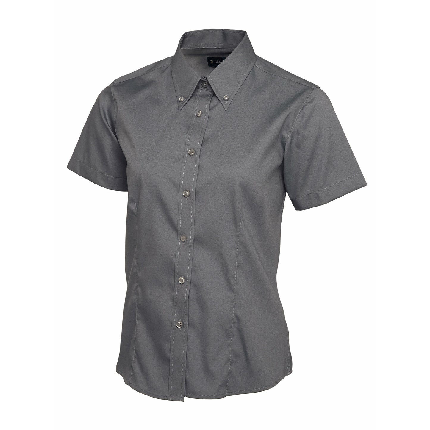 Ladies Pinpoint Oxford Half Sleeve Shirt - Charcoal
