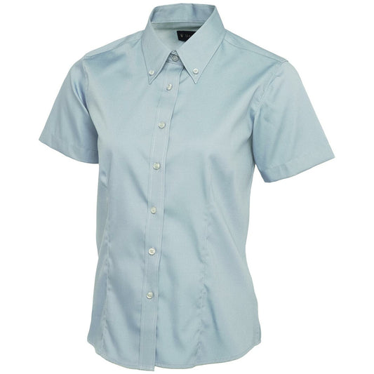 Ladies Pinpoint Oxford Half Sleeve Shirt - Light Blue