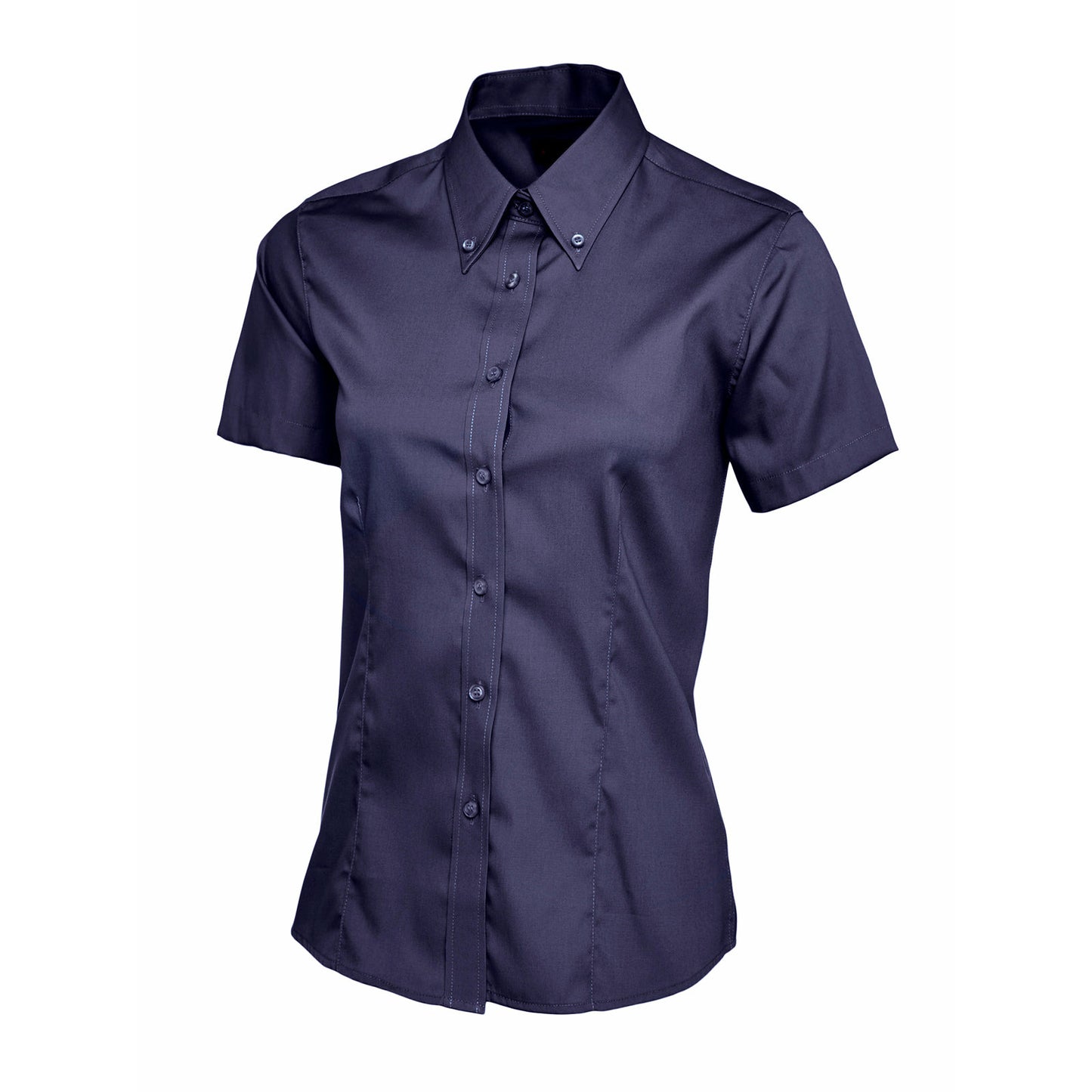Ladies Pinpoint Oxford Half Sleeve Shirt - Navy
