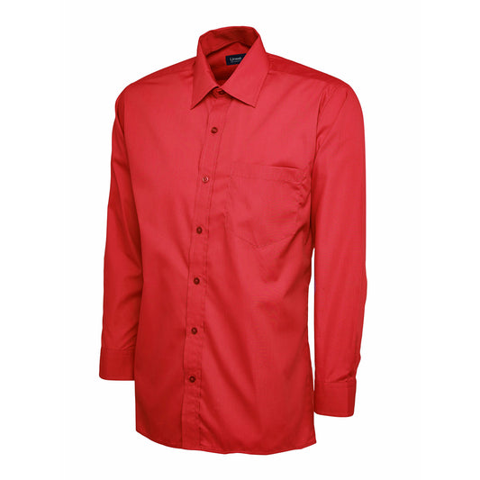 Mens Poplin Full Sleeve Shirt (17 - 19.5) - Red