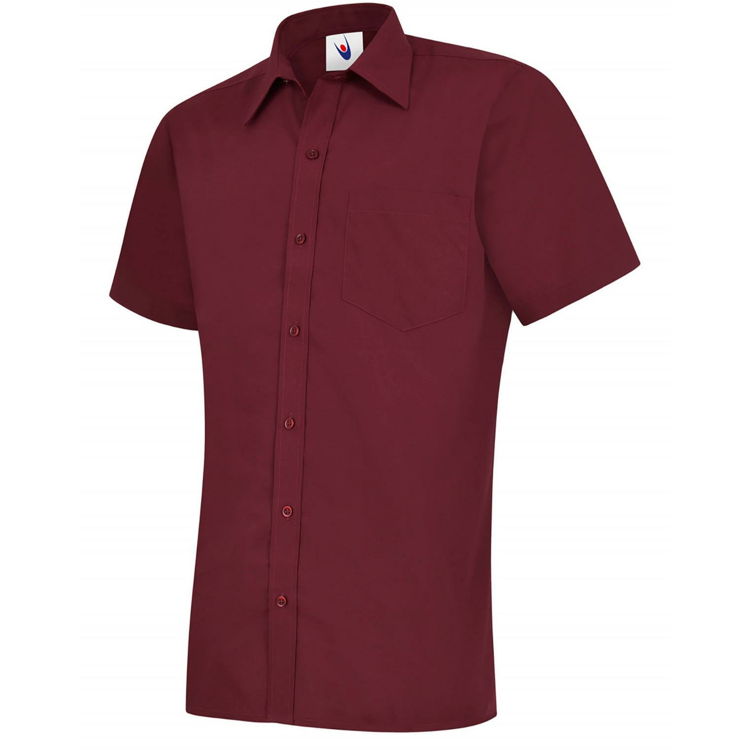 Mens Poplin Half Sleeve Shirt (17 - 19.5) - Burgundy