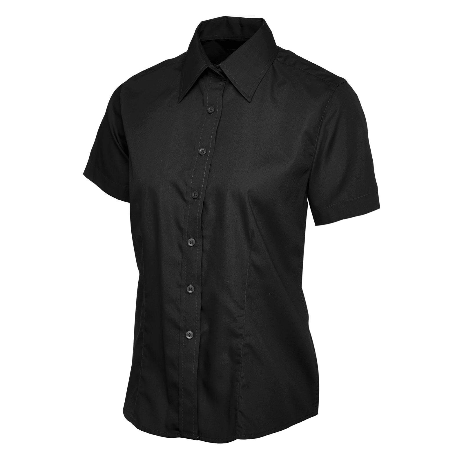 Ladies Poplin Half Sleeve Shirt - Black
