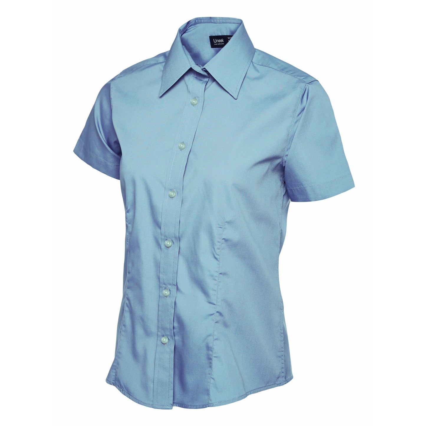 Ladies Poplin Half Sleeve Shirt - Light Blue