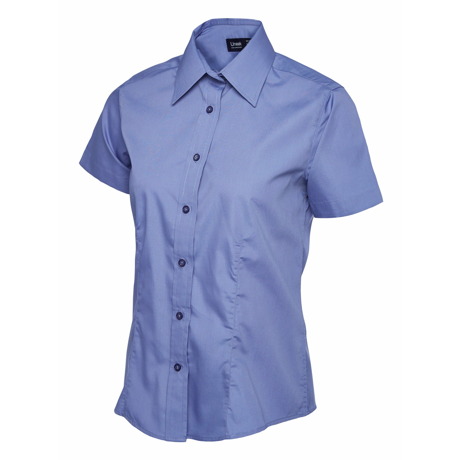 Ladies Poplin Half Sleeve Shirt - Mid Blue