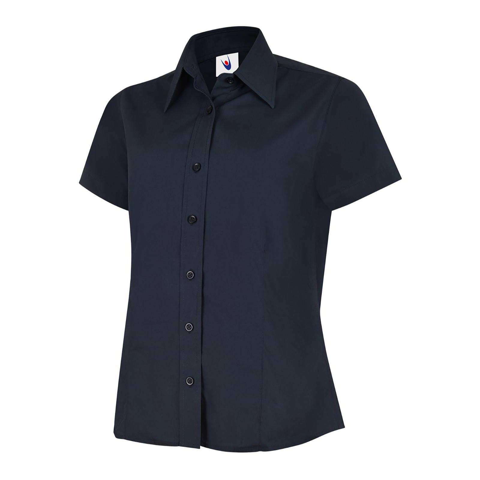 Ladies Poplin Half Sleeve Shirt - Navy
