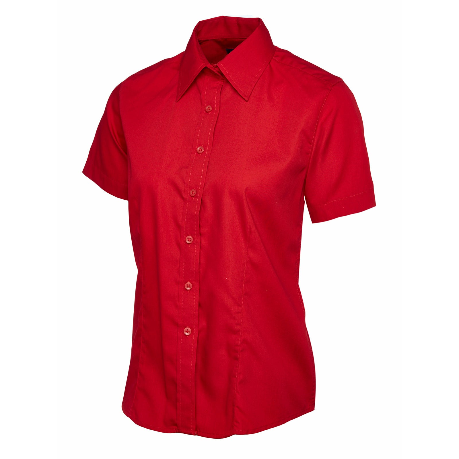 Ladies Poplin Half Sleeve Shirt - Red