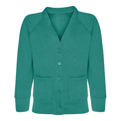 Sweatshirt Cardigan - Age 2 - 11 - Plain - Jade