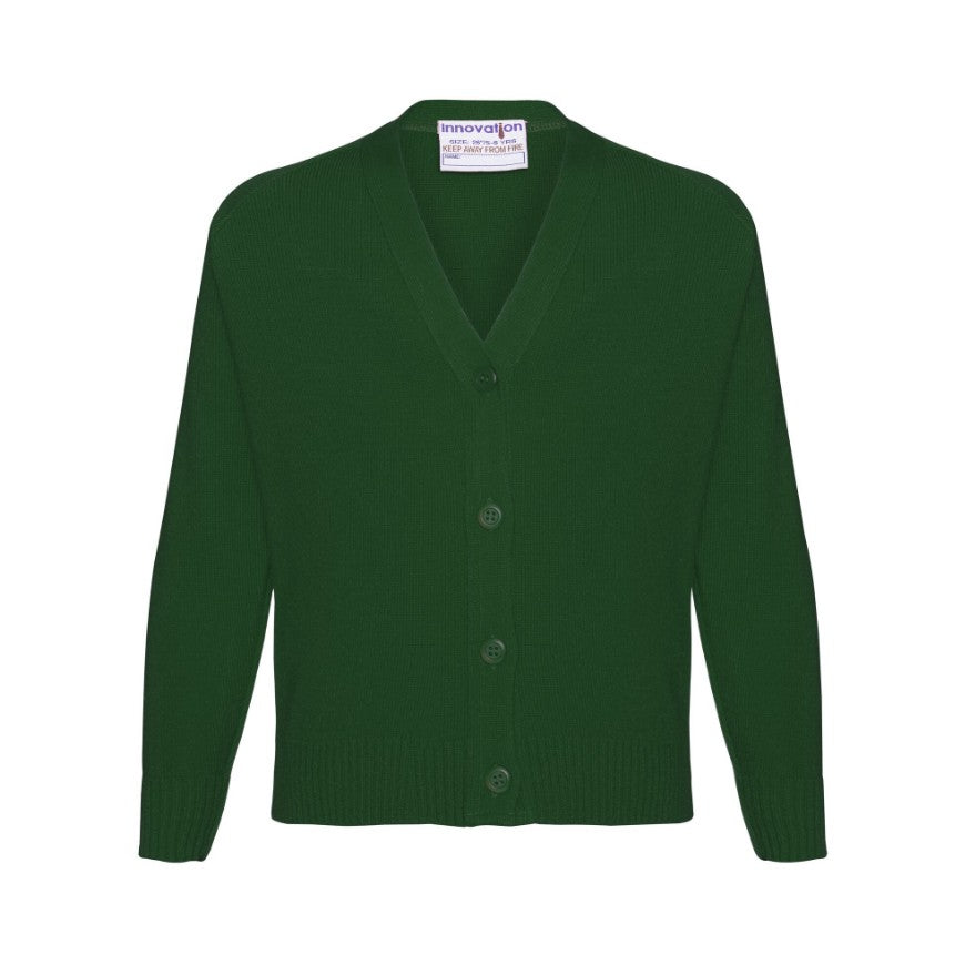 Knitted Cardigan - Bottle Green - Plain