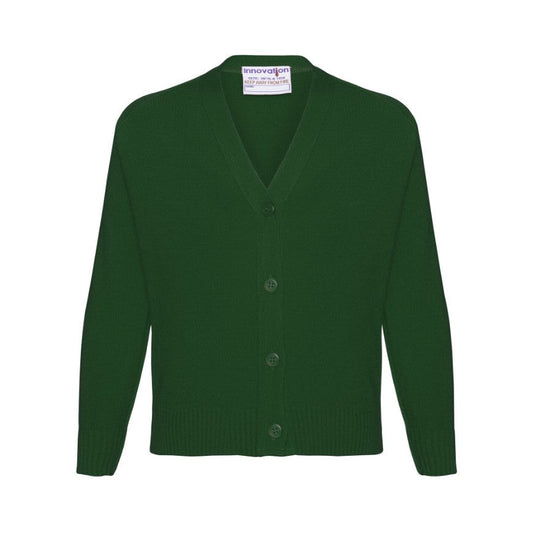 Knitted Cardigan - Bottle Green - Plain